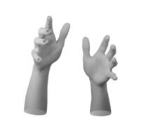 two hands in expressive, reaching gestures, with fingers extended and slightly curled isolated on a photo