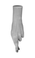 Isolated hand with fingers crossed, symbolizing hope, luck, or a promise, set against a white photo