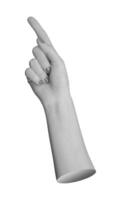 hand with the index finger pointing upward, isolated on a white background. photo