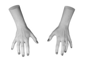Hand gesture with fingers outstretched, symbolizing virtual interaction and reaching into invisible photo