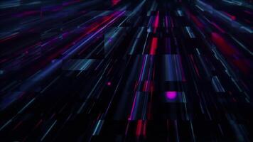 A high speed stream of neon red and blue digital fiber optic light beam data nodes with digital glitch effect. Full HD and looping technology motion background animation. video