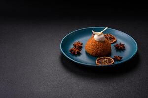 Delicious sweet shu cake with cream and nuts photo