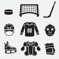 set of hockey element good for icons, symbol, silhouette design, etc vector
