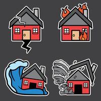 set of building disaster good for caution, badge, sticker, element design, etc vector