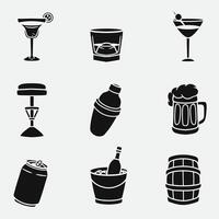 set of bar and drink good icons, silhouette design, symbol, element design, etc vector