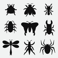 set of bugs good for icon, symbol, silhouette design, etc vector