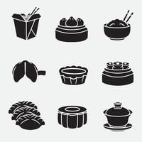 set of chinese food good for icons, silhouette design, symbol, element design, etc vector