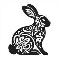 Bunny Rabbit, Year Of Rabbit With Paper Cut White Background, Chinese zodiac For New Year Element vector