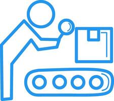 Quality Control Icons. simple image of a man checking a product wrapped in a box vector