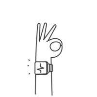 a hand with a watch on it making the ok sign vector