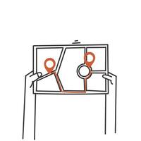 hand holding a map with a pin pointing to it vector