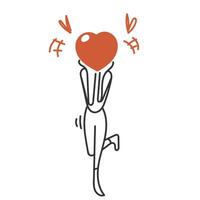 a cartoon woman holding a heart in his hands vector