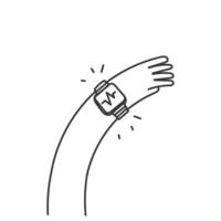 a hand holding a watch with a heart rate monitor vector