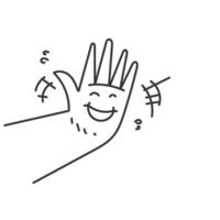 a hand with a smiley face on it vector