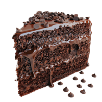 Chocolate Cake Slice with ChipsAI-Generative png