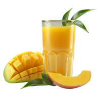 Mango Juice with Slices and GlassAI-Generative png