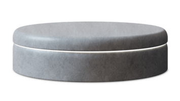 Concrete podium on transparent background. Front view. Mock up for product display. Cut out pedestal or platform. Empty scene. Stage, showcase for advertising, merchandise. 3D render. png