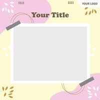 photo frame template with cute frame design vector