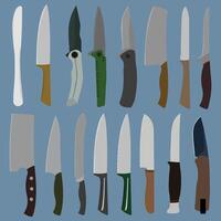 set collection of knives with different shapes vector