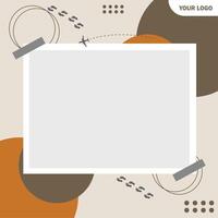 Travel photo frame template with attractive brown frame vector