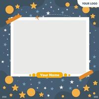 photo frame template with a space background full of stars vector