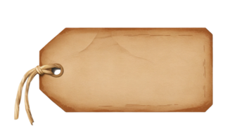 A blank brown tag with a string, perfect for labeling items or gifts in various creative projects. Isolated on transparent background png