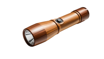 A flashlight with a wooden handle on a transparent background png