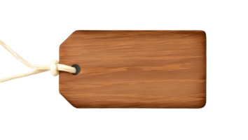 A blank wooden tag with a string, perfect for labeling items or gifts in various creative projects. Isolated on transparent background png