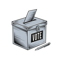 A vote box with a pencil and a pen inside png
