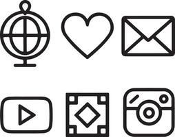 Timeless Black and White Outline Icons for Social Media vector