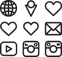 Simple and Clean Outline Icons for Social Media Branding vector