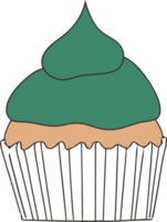 Illustration of a Cupcake with Green Frosting and White Cupcake Liner png