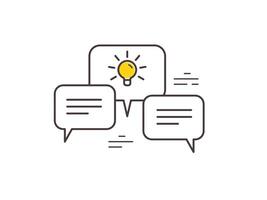 Idea outline icon. Idea light bulb with Speech bubbles. discussion concept vector