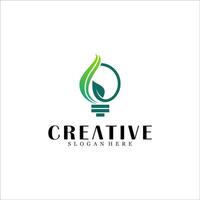 Abstract bulb with leaf logo design vector