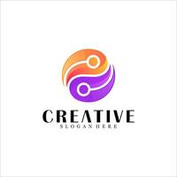 Abstract circle tech logo design vector