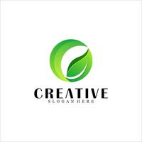 Abstract circle with leaf logo design vector