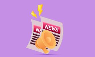 3d realistic icon world flash newspaper business design vector