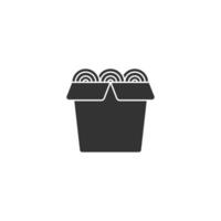 Illustration of a simple silhouette icon of noodles seen from the other side. vector