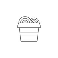 Outline ramen noodles icon in paper box vector