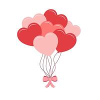 bundle of red and pink heart-shaped balloons vector