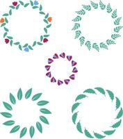 illustration of a circular wreath made of various leaves vector