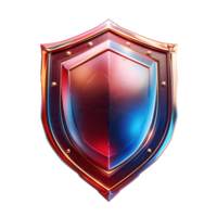 Glossy Metallic Shield with Blue and Red Glow png