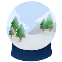 snow globe with trees and mountains in the background png