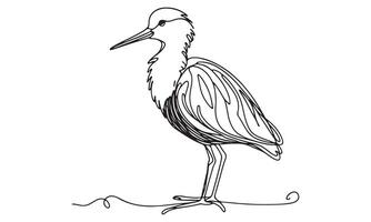 A drawing of a heron standing on a branch vector