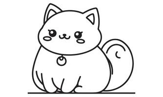 Kawaii cat coloring pages vector