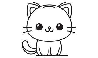 A black and white drawing of a cat vector