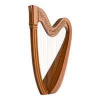 Elegant Wooden Harp in Beautiful Design Showcasing Intricate Strings and Graceful Curves for Musical Artistry and Cultural Representation in Performance Settings png