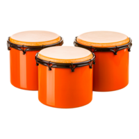 Bright Orange Drums Set for Musical Performance, Perfect for Bands, Solo Acts, or Studio Use, Featuring Glossy Finish and Smooth Playing Surface png