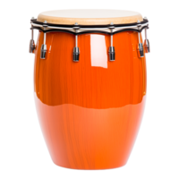 Vibrant Orange Conga Drum with Natural Skin Head Ideal for Music Festivals, Cultural Events, and Percussion Ensemble Performances png