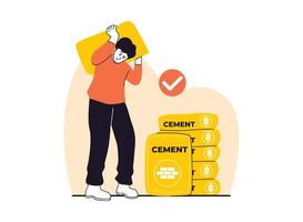 A determined worker carries a heavy bag of cement, ready to build something strong. vector